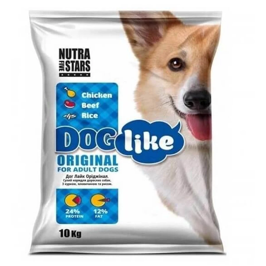 Nutra Five Stars (Нутра Файв Старс) Doglike Original - Сухий корм з яловичиною та куркою для дорослих собак з низькою активністю; 10 кг: ціни та характеристики