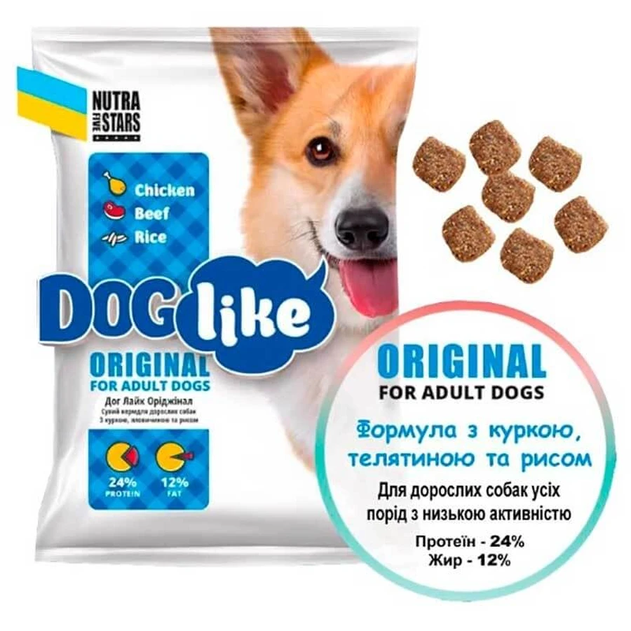 Nutra Five Stars (Нутра Файв Старс) Doglike Original - Сухой корм с говядиной и курицей для взрослых собак с низкой активностью; 3 кг: цены и характеристики
