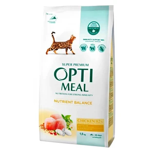 OptiMeal Chicken Nutrient Balance Cat – Сухой корм с курицей для взрослых котов; 1,5 кг