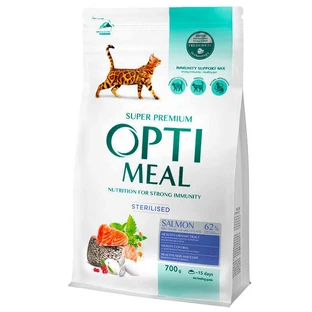 OptiMeal Complete Dry Pet Food Salmon – Сухий корм с лососем для стерилізованих котів; 700 г