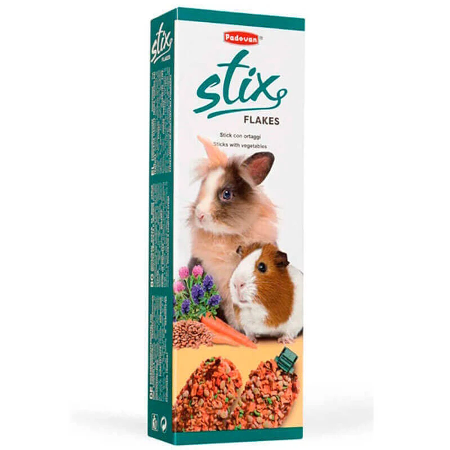 Padovan Stix Flakes Сoniglietti (Падован Стікс Флейкс) - Ласощі палички з морквою та сочевицею для кролів; 100 г: ціни та характеристики