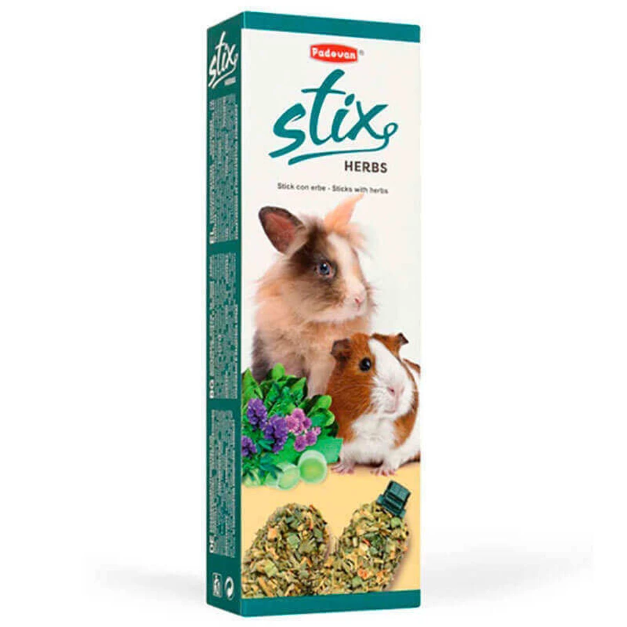 Padovan Stix Herbs (Падован Стикс Хербс) Coniglietti - Лакомства палочки со злаками, шпинатом и люцерной для грызунов; 100 г: цены и характеристики