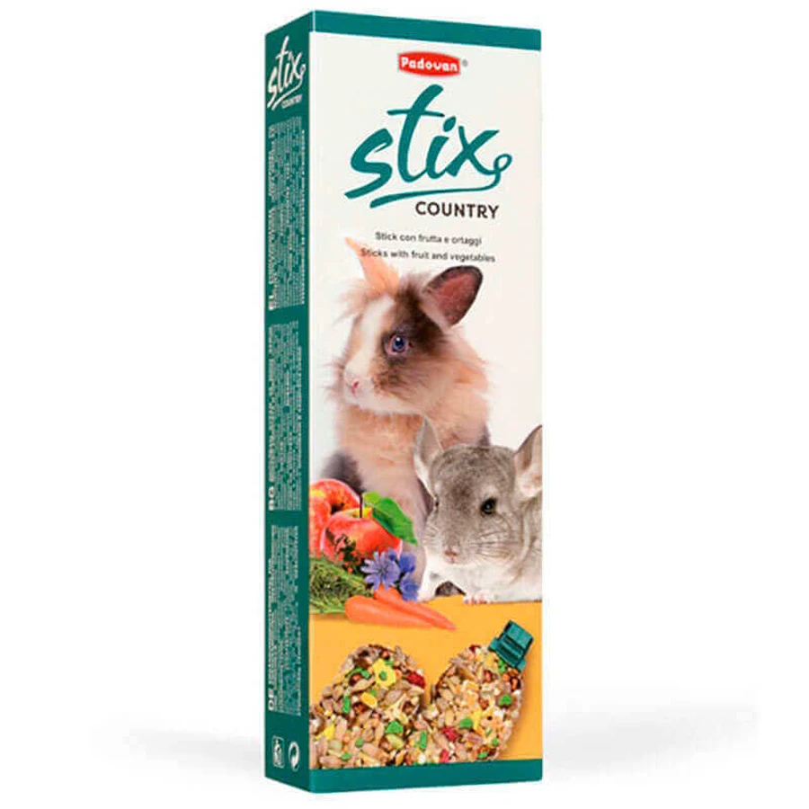 Padovan Stix Сountry (Падован Стікс Кантрі) con/cav - Ласощі палички зі злаками, овочами та фруктами для гризунів; 100 г: ціни та характеристики