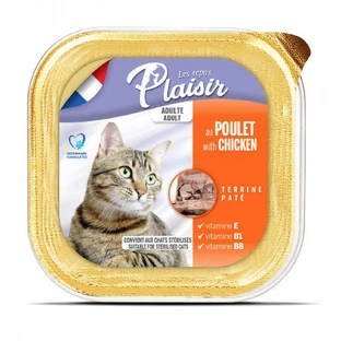 Plaisir (Плезир) Adult Sterilized Cat Chicken Terrine - Полнорационный влажный корм с курицей для взрослых стерилизованных котов (террин); 100 г