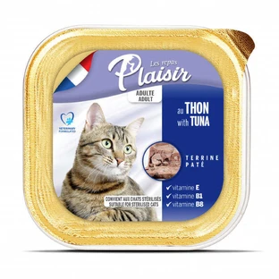 Plaisir (Плєзір) Adult Sterilized Cat Tuna Terrine - Повнораціонний вологий корм з тунцем для дорослих стерилізованих котів (террін); 100 г