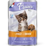 Plaisir (Плєзір) Kitten Chicken Chunks In Gravy - Повнораціонний вологий корм з куркою для кошенят (шматочки в соусі); 100 г
