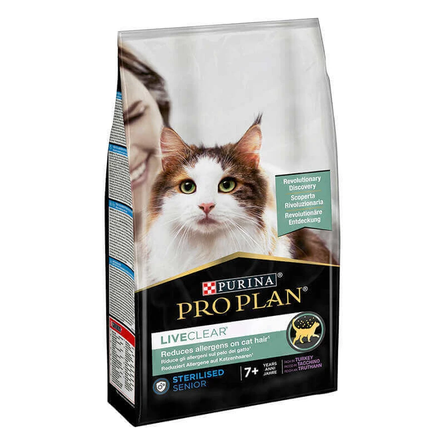 Purina Pro Plan LiveClear Sterilised Senior - Сухой полнорационный корм с индейкой для кастрированных котов и стерилизованых кошек старше 7 лет; 1,4 кг: цены и характеристики