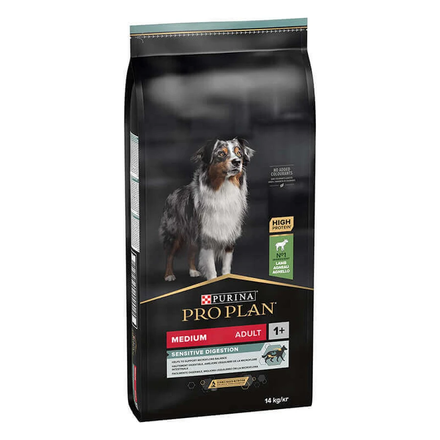 Purina Pro Plan Medium Sensitive Digestion Adult – Сухой корм с ягнёнком для взрослых собак средних пород; 14 кг: цены и характеристики