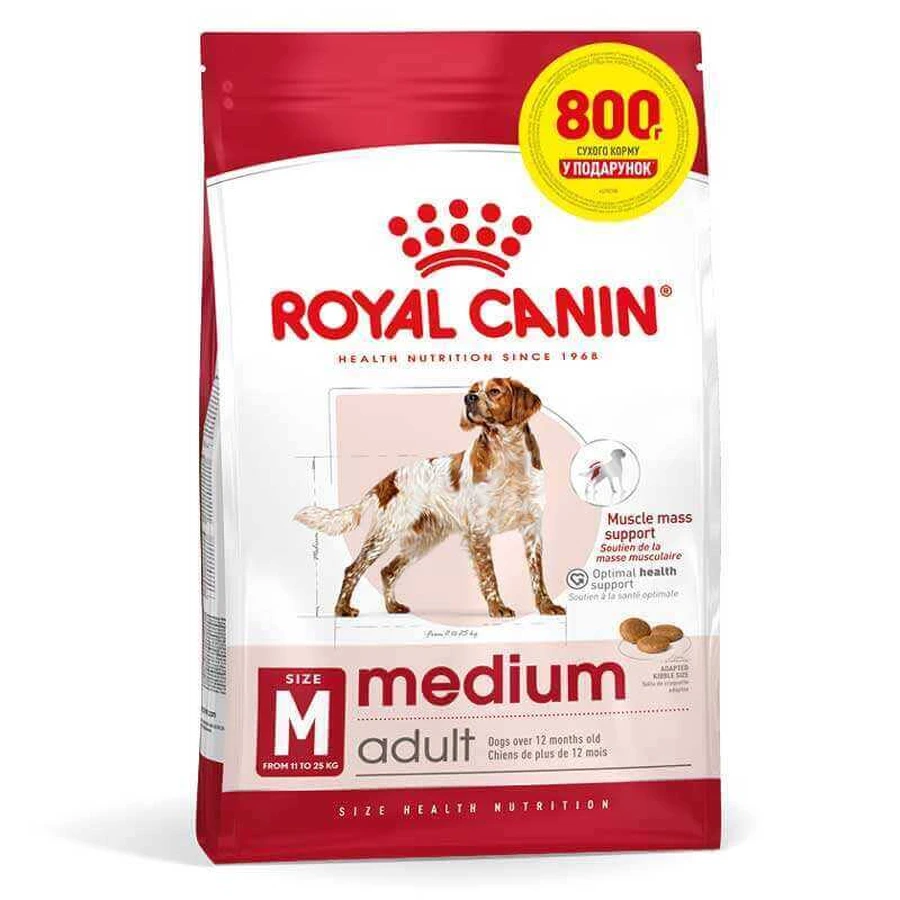 Royal Canin Medium Adult - Корм сбалансированный для взрослых собак средних пород; 3,2 кг + 800 г: цены и характеристики