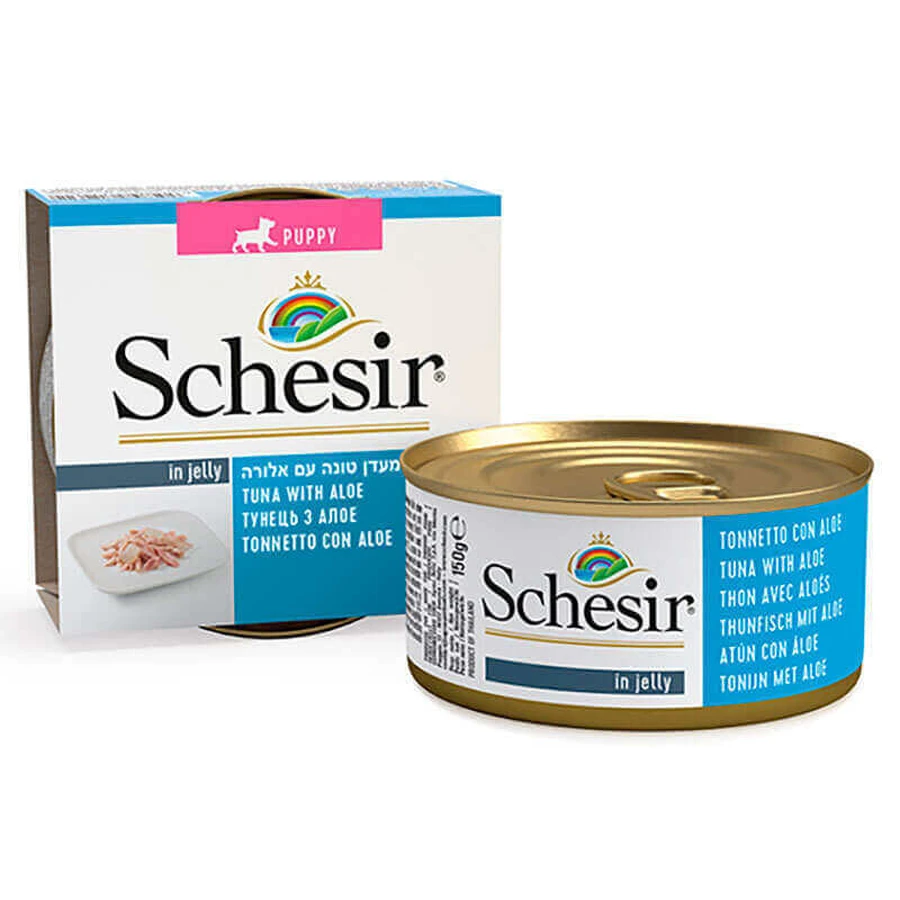 Schesir Puppy Tuna with Aloe - Консервований корм з тунцем і алое для цуценят (шматочки в желе); 150 г: ціни та характеристики