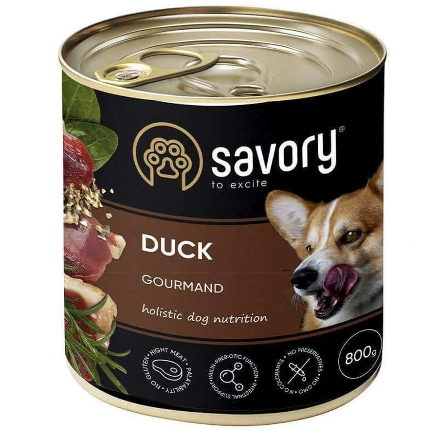 Savory Dog Gourmand Duck - Влажный корм с уткой для взрослых собак гурманов всех пород; 800 г: цены и характеристики