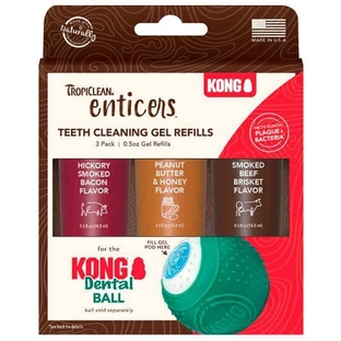 TropiClean (Тропіклін) Enticers Kong - Набор гелей з різними смаками для кульки Конг для собак; 3х14.8 мл