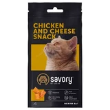 Savory Cats Snacks Pillows Gourmand with Chicken and Cheese - Хрумкі ласощі-подушечки з куркою та сиром для дорослих вибагливих котів; 60 г