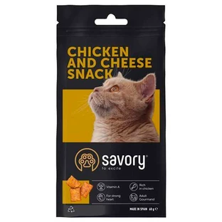 Savory Cats Snacks Pillows Gourmand with Chicken and Cheese - Хрустящие лакомства-подушечки с курицей и сыром для взрослых привередливых котов; 60 г