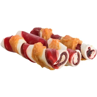 Trixie (Трикси) Denta Fun Barbecue Chicken Chewing Rolls – Жевательные лакомства-палочки барбекю/курица для чистки зубов собак; 105 г / 12 см (3 шт.)