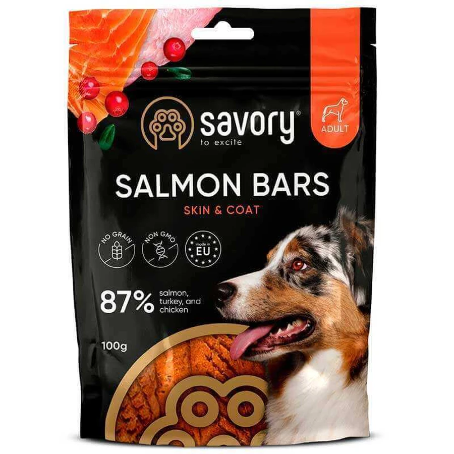 Savory Bars With Salmon - Джерки батончики з лососем для собак; 100 г: ціни та характеристики