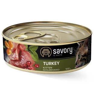 Savory Turkey Kitten - Влажный корм c индейкой для котят всех пород; 100 г