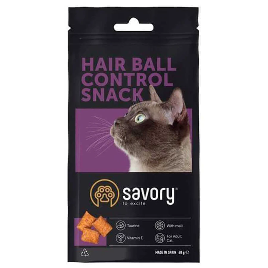 Savory Cats Snacks Pillows Hair Ball Control - Хрустящие лакомства-подушечки для выведения шерсти взрослых котов; 60 г: цены и характеристики