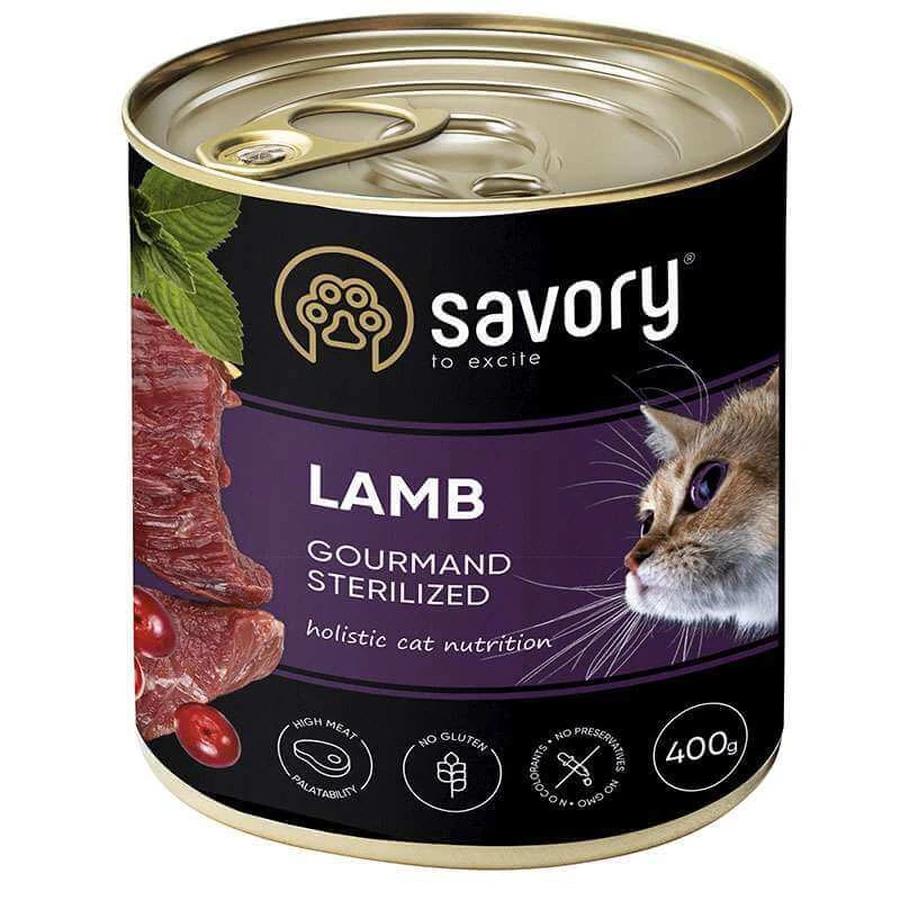 Savory Cat Gourmand Sterilized Lamb - Влажный корм c ягненком для стерилизованных котов всех пород; 400 г: цены и характеристики