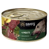 Savory Dog Gourmand 4 meats - Влажный корм с четырьмя видами мяса для взрослых собак гурманов всех пород; 200 г