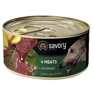 Savory Dog Gourmand 4 meats - Влажный корм с четырьмя видами мяса для взрослых собак гурманов всех пород; 200 г