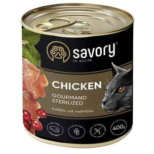 Savory Cat Gourmand Sterilized Сhicken - Вологий корм c куркою для стерилізованих котів всіх порід; 400 г