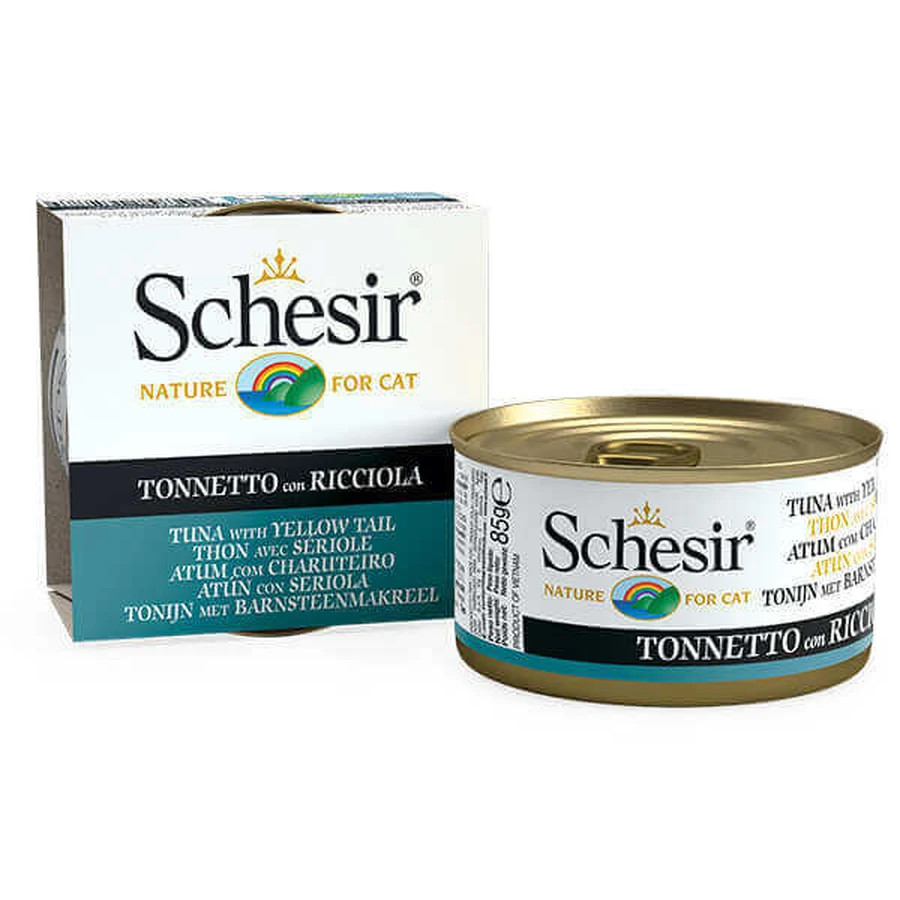 Schesir Tuna with Yellow Tail - Консервований корм з тунцем та жовтохвістом для дорослих котів (шматочки у желе); 85 г: ціни та характеристики