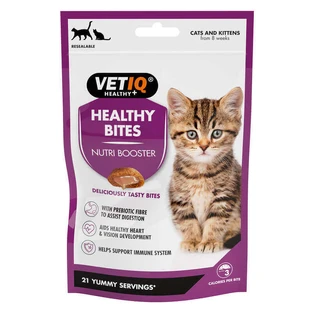 VetIQ Healthy Bites Nutri Booster Kitten - Лакомство с лососем для котят, способствующее укрелению имуннитета и здоровью ЖКТ; 65 г