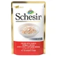 Schesir Chicken with Seabass - Консервований корм з куркою і окунем для дорослих котів (шматочки в желе); 85 г