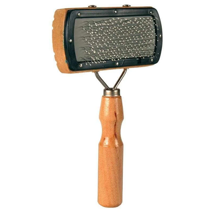 Trixie (Трикси) Soft Brush - Щетка-пуходерка односторонняя с защитными наконечниками на щетине; 10x18 см (Светлое дерево): цены и характеристики