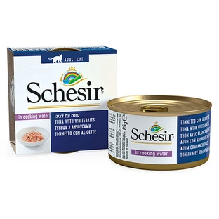 Schesir Tuna with Whitebait - Консервований корм з м'ясом тунця та анчоусами для дорослих котів (шматочки у власному соку); 85 г