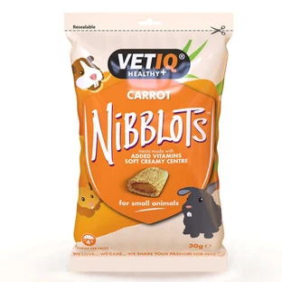VetIQ Health Nibblots Carrot - Лакомство с морковкой для здоровья кожи и шерсти грызунов; 30 г