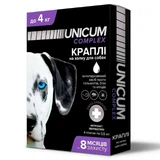 Unicum (Уникум) Complex Противопаразитарные капли на холку против гельминтов, блох и клещей для собак, 1 шт. (до 4 кг)