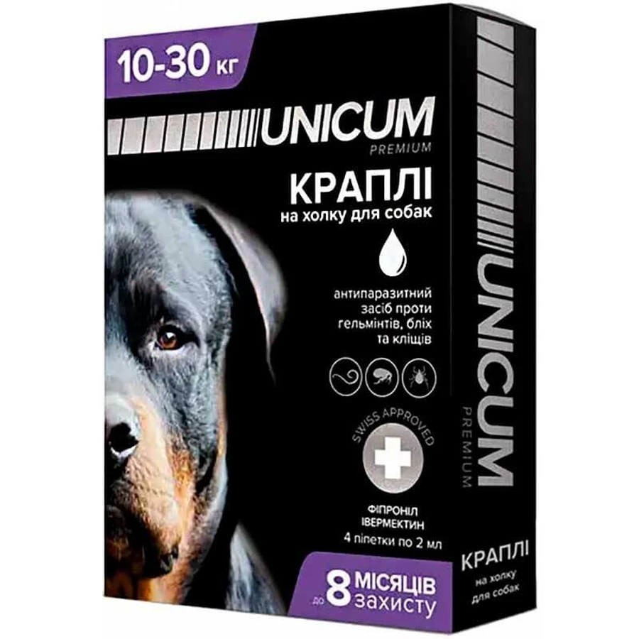 Unicum (Уникум) Complex Противопаразитарные капли на холку против гельминтов, блох и клещей для собак, 1 шт. (10-30 кг): цены и характеристики