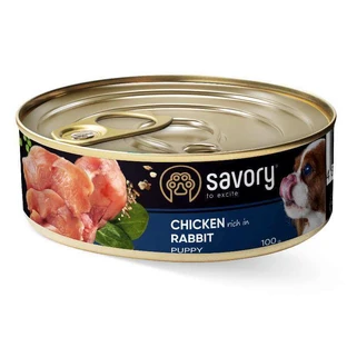 Savory Chicken Rabbit Puppy - Влажный корм с кроликом и курицей для щенков; 100 г