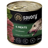 Savory Dog Gourmand 4 meats - Влажный корм с четырьмя видами мяса для взрослых собак гурманов всех пород; 800 г