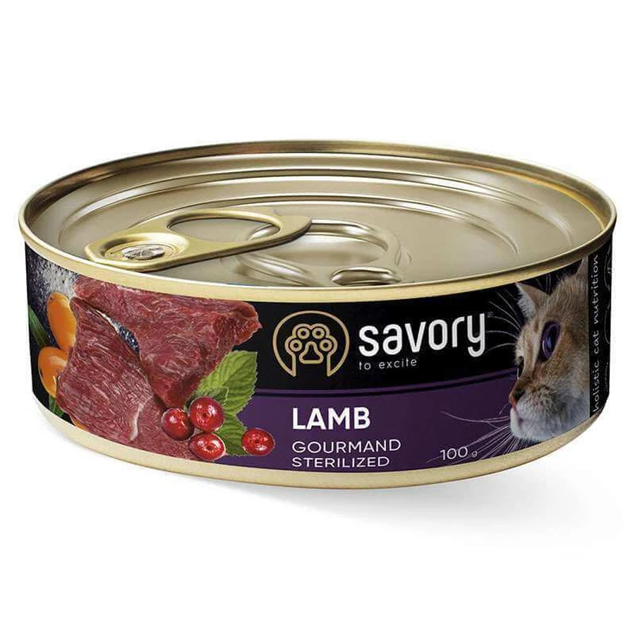 Savory Cat Gourmand Sterilized Lamb - Вологий корм c ягням для стерилізованих котів всіх порід; 100 г: ціни та характеристики