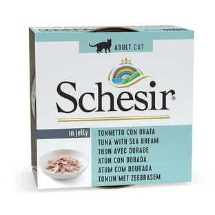 Schesir Tuna with Dorada - Консервований корм з тунцем та дорадою для дорослих котів (шматочки у желе); 85 г