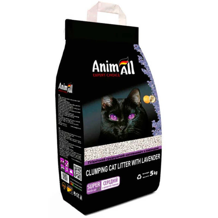 AnimAll (ЭнимАлл) - Наполнитель бентонитовый для кошачьих лотков; 5 кг Lavender, medium: цены и характеристики