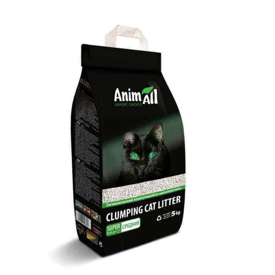 AnimAll (ЕнімАлл) - Наповнювач бентонітовий для котячих лотків; 5 кг Natural, medium: ціни та характеристики