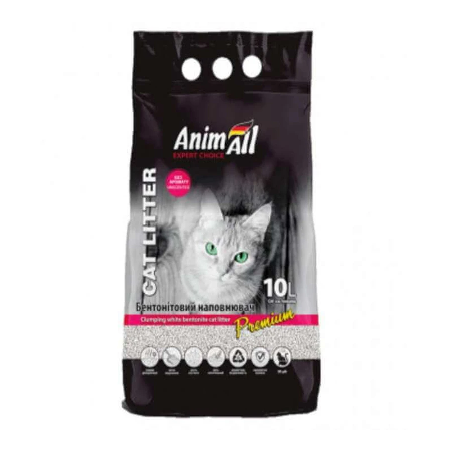 AnimAll (ЕнімАлл) Cat litter Premium - Білий бентонітовий наповнювач без запаху для котячих туалетів; 10 л: ціни та характеристики
