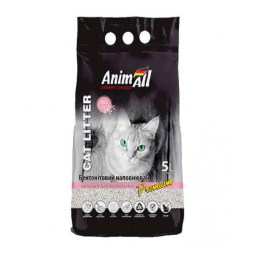 AnimAll (ЕнімАлл) Cat litter Premium Baby Powder - Білий бентонітовий наповнювач з ароматом дитячої присипки для котячих туалетів; 5 л: ціни та характеристики