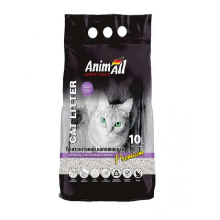 AnimAll (ЕнімАлл) Cat litter Premium Lavender - Білий бентонітовий наповнювач з ароматом лаванди для котячих туалетів; 10 л: ціни та характеристики