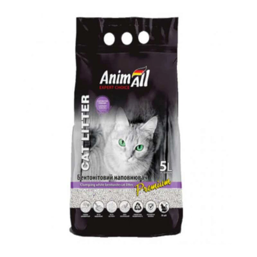 AnimAll (ЭнимАлл) Cat litter Premium Lavender - Белый бентонитовый наполнитель с ароматом лаванды для кошачьих туалетов; 5 л: цены и характеристики