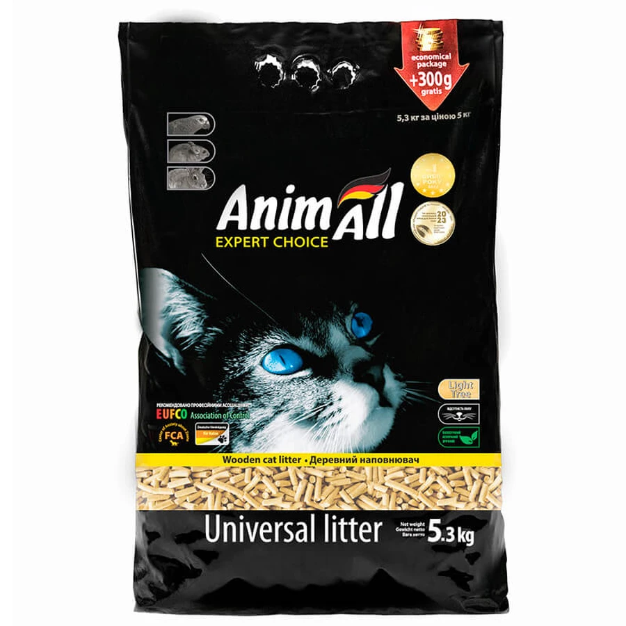 AnimAll (ЕнімАлл) Expert Choice Universal Litter - Деревний поглинаючий наповнювач для котячого туалету, кліток гризунів і птахів; 5,3 кг: ціни та характеристики