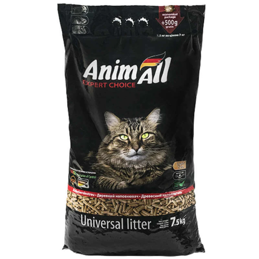 AnimAll (ЕнімАлл) Expert Choice Universal Litter - Деревний поглинаючий наповнювач для котячого туалету, кліток гризунів і птахів; 7,5 кг: ціни та характеристики