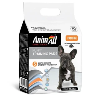 AnimAll (ЕнімАлл) Puppy Training Pads - Пелюшки тренувальні з активованим вугіллям для цуценят і собак; 60х60 см / 10 шт.