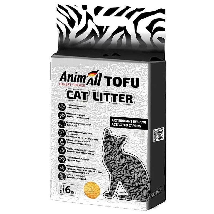 AnimAll (ЕнімАлл) Tofu - Наповнювач соєвий для котячого туалету; 6 л (Activated Carbon): ціни та характеристики