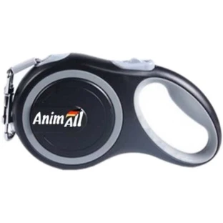 AnimAll (ЭнимАлл) Поводок-рулетка для собак, лента (5 м, до 25 кг); M (Серый)