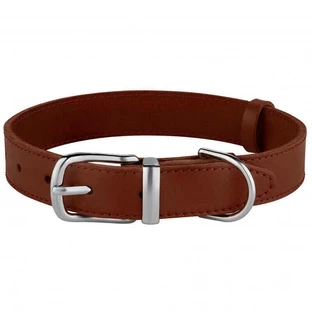 Bronzedog (Бронздог) Classic - Ошейник кожаный для собак (хром); 2,0х33-43 см (Коричневый)
